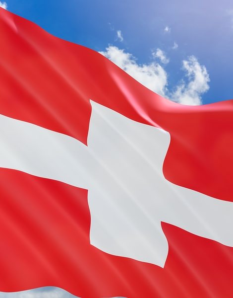 3D rendering of Switzerland flag waving on blue sky background Switzerland is a mountainous Central European country The Swiss National Day is the national holiday of Switzerland on 1 August